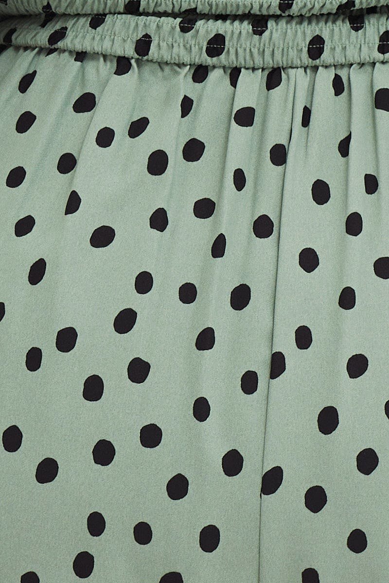 Polka Dot Puff Sleeve Playsuit Square Neck Shirred - Image 6