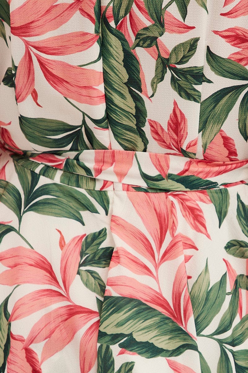 Print Short Playsuit Poly Crepe Flare Sleeve Tie Waist - Image 6
