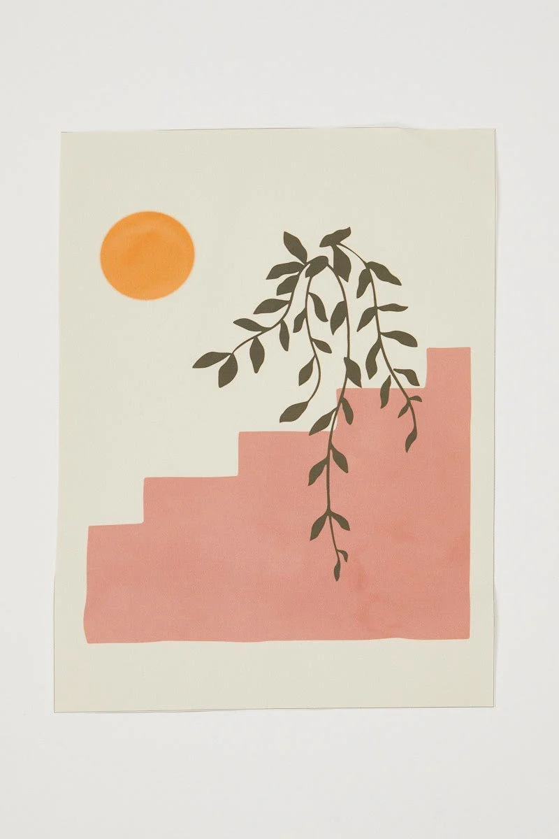 Print Stairs And Plant 30Cm By 40Cm Poster Print - Image 2