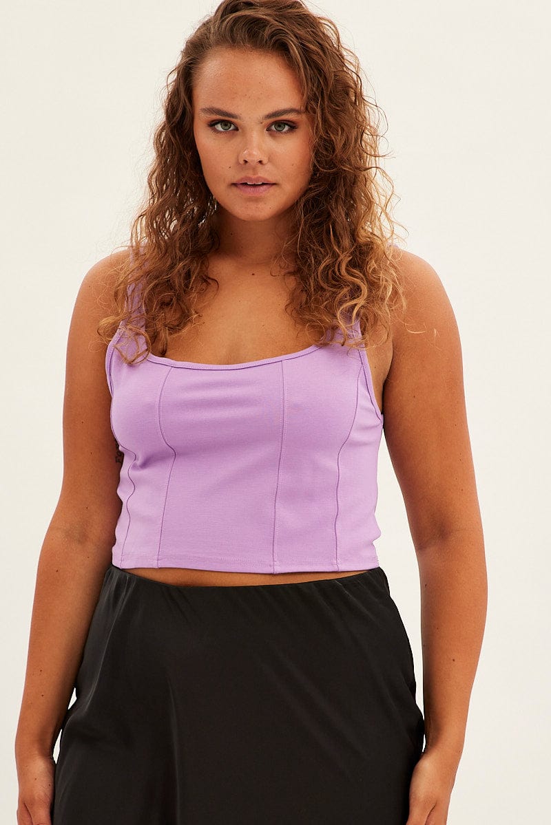 Purple Corset Top Ponte Sleeveless - Image 3