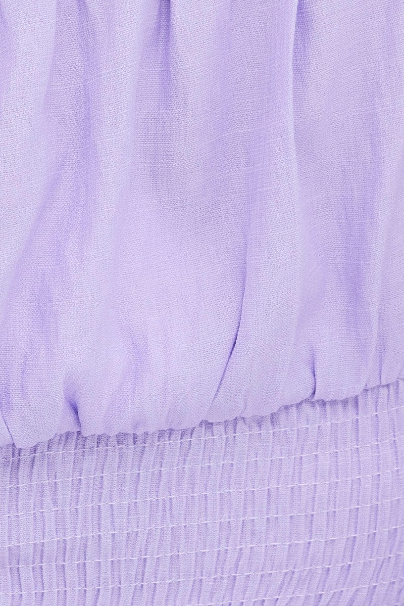Purple Crop Top Short Sleeve Ruched Bust - Image 4