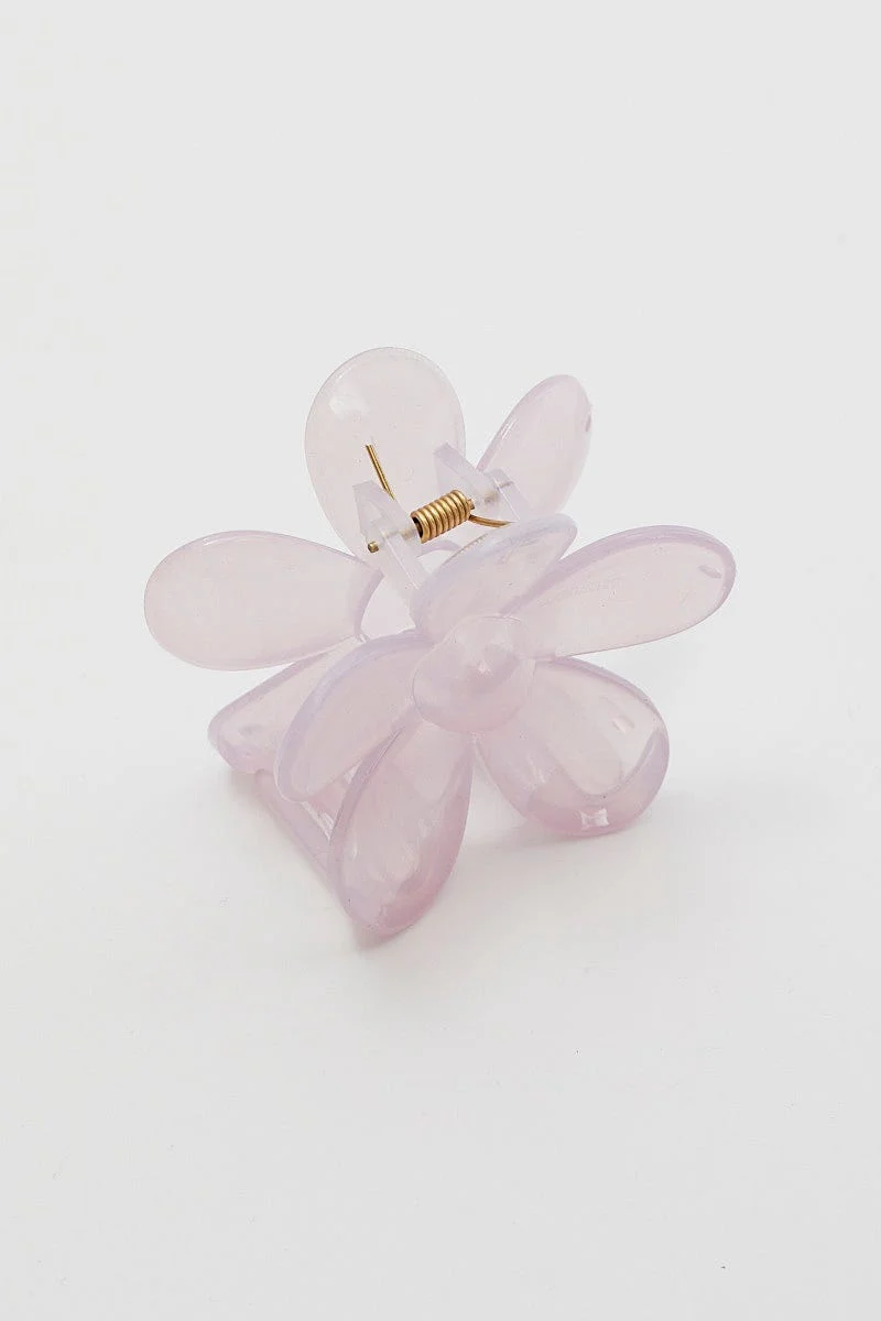 Purple Flower Design Hair Claw - Image 2