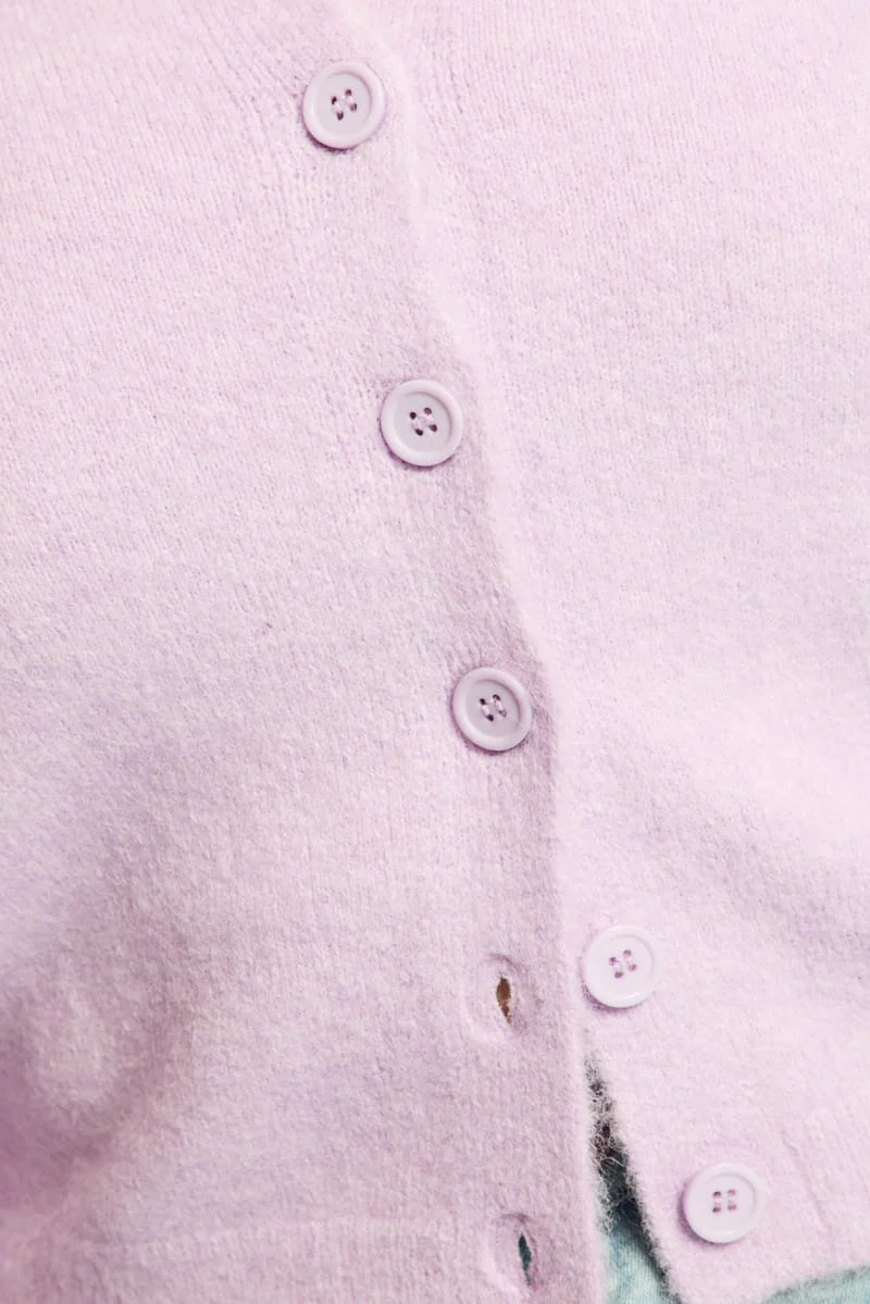 Purple Fluffy Knit Cardigan Long Sleeve - Image 6