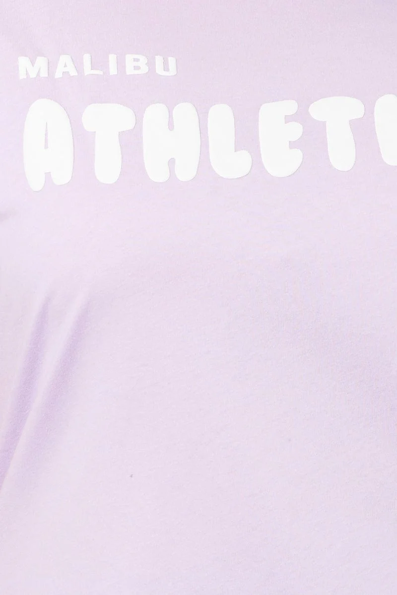 Purple Graphic T-shirt Short Sleeve Crew Neck - Image 6
