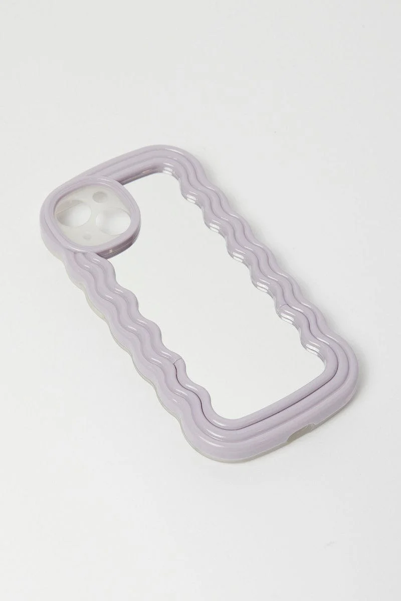 Purple Iphone 14 Mirror Case With Holder