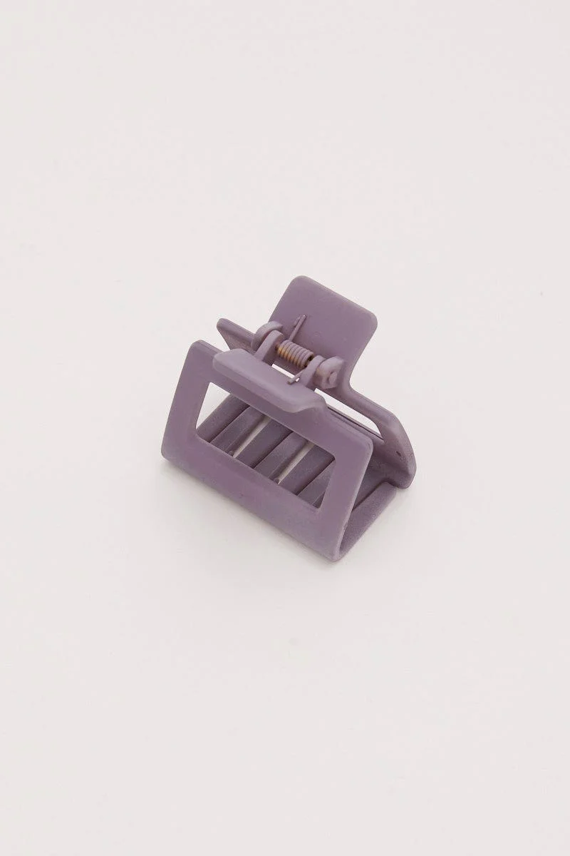 Purple Matte Rectangle Claw Clip - Image 2