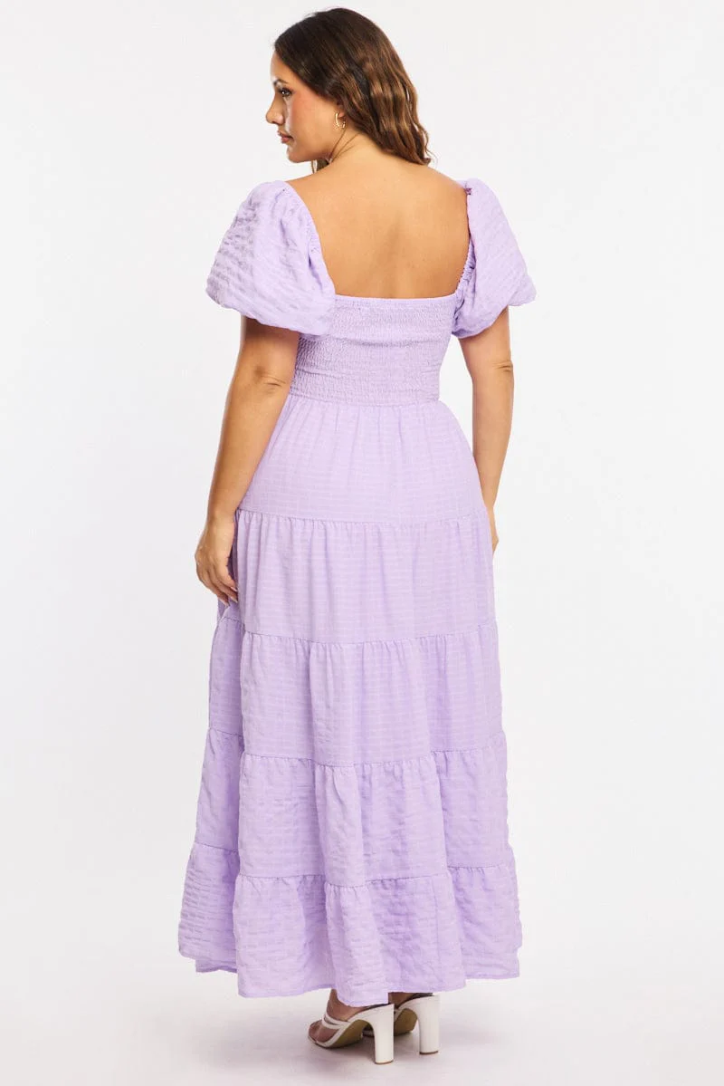 Purple Maxi Dress Short Sleeve Cut Out - Image 4
