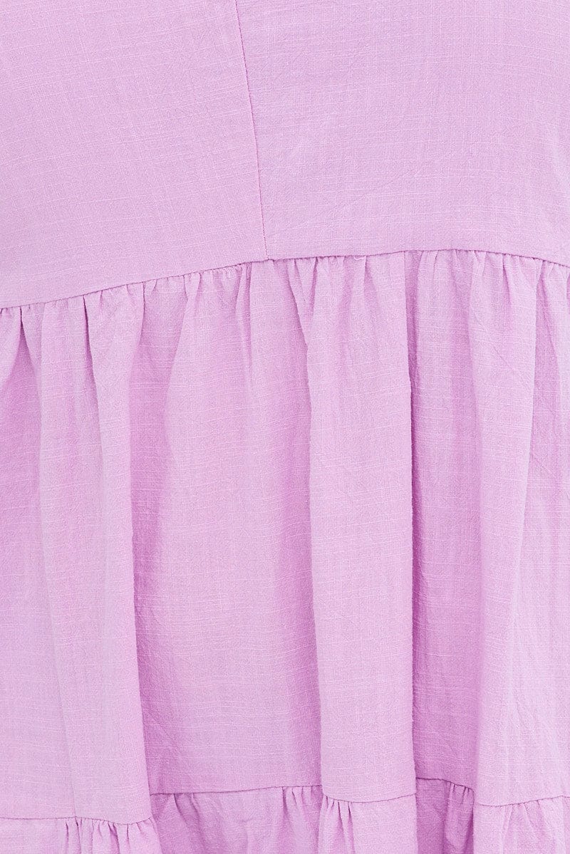 Purple Maxi Dress Tiered Puff Sleeve V-neck - Image 6