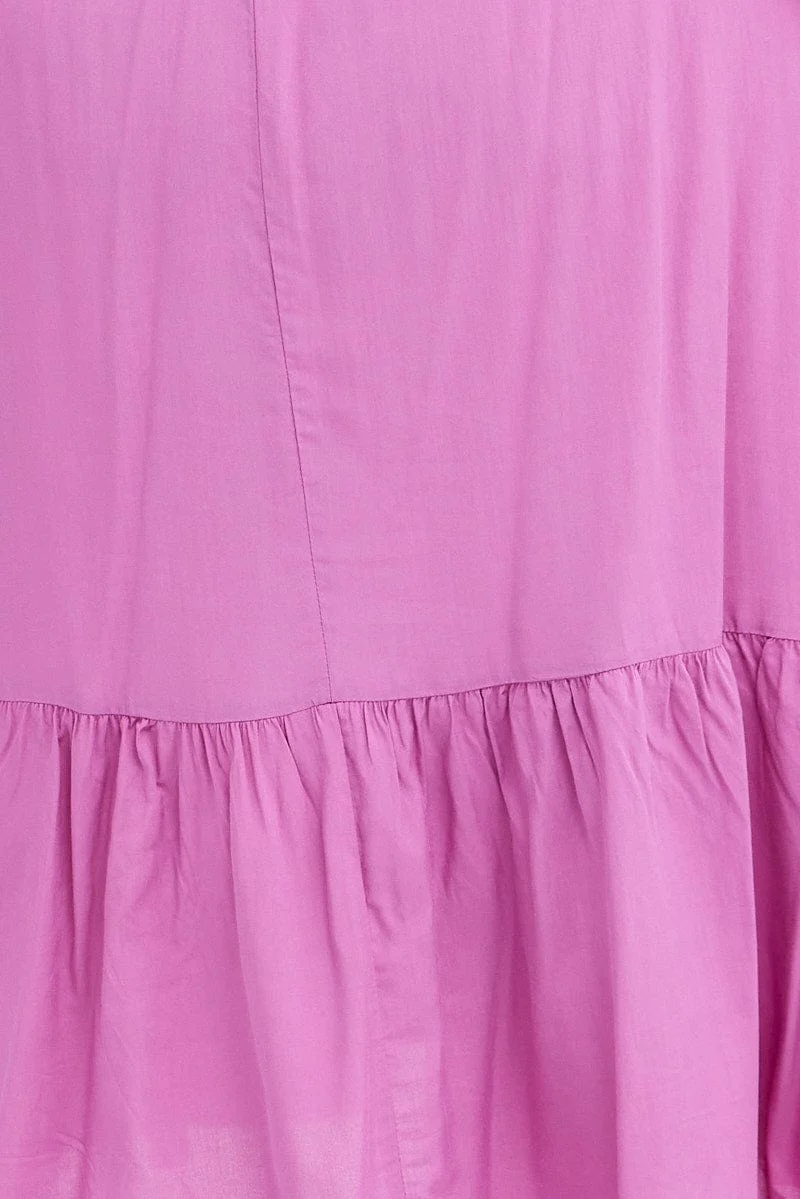 Purple Midi Dress Off Shoulder Shirred - Image 6