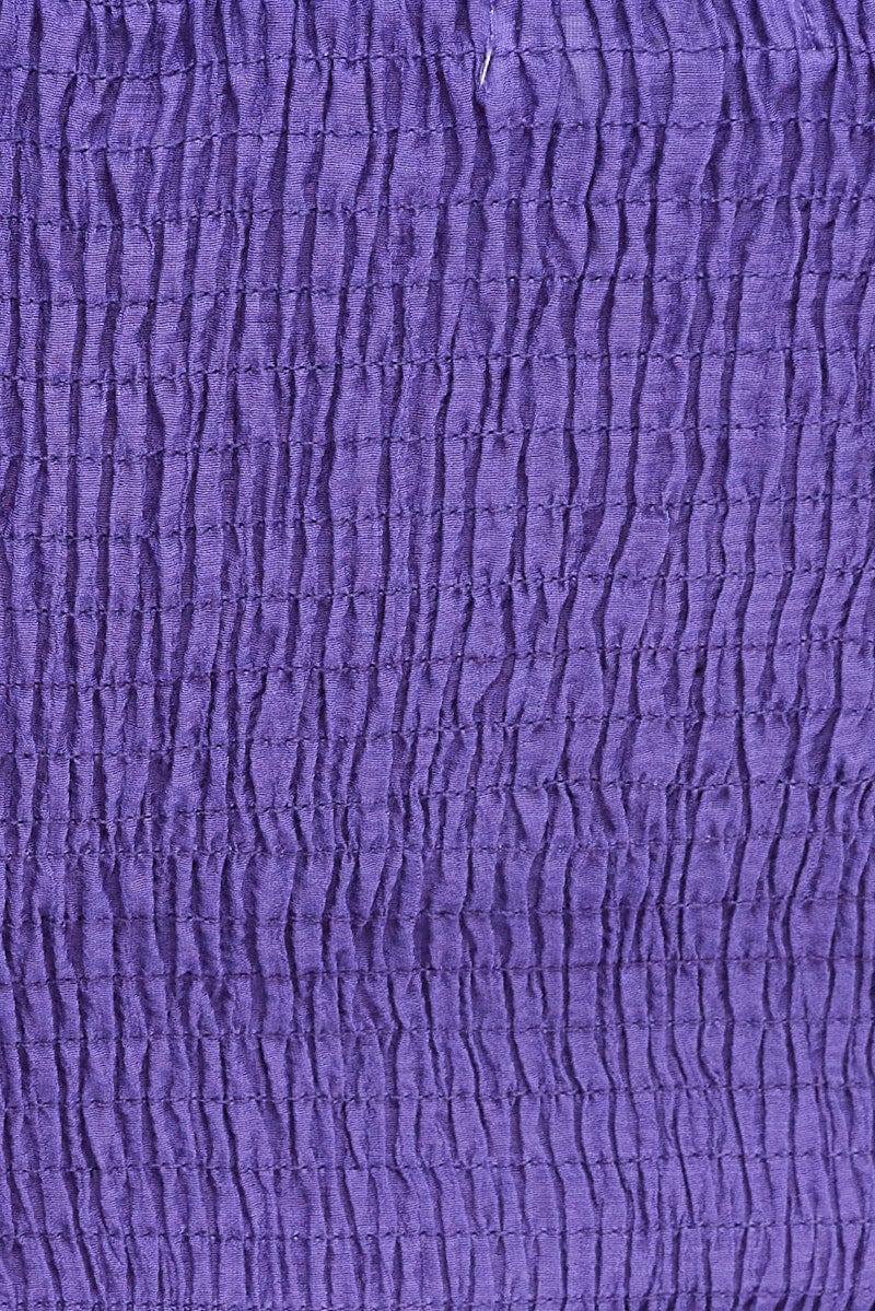 Purple Midi Dress Short Sleeve Ruffle Ruched Bust - Image 6