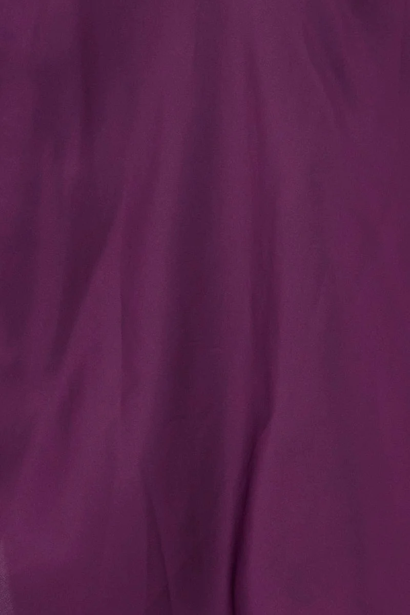 Purple Midi Skirt Elastic Waist Split Satin - Image 7