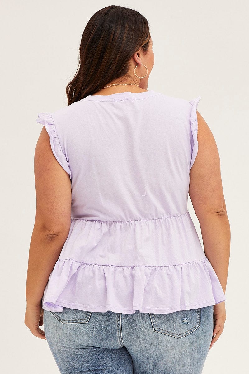Purple Ruffle Sleeve Tiered Top - Image 5