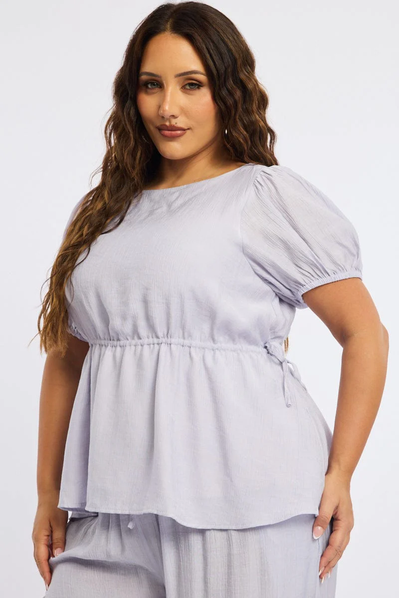 Purple Smock Top Short Sleeve - Image 2