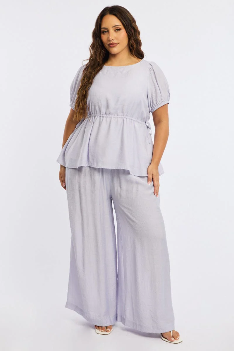 Purple Smock Top Short Sleeve - Image 3