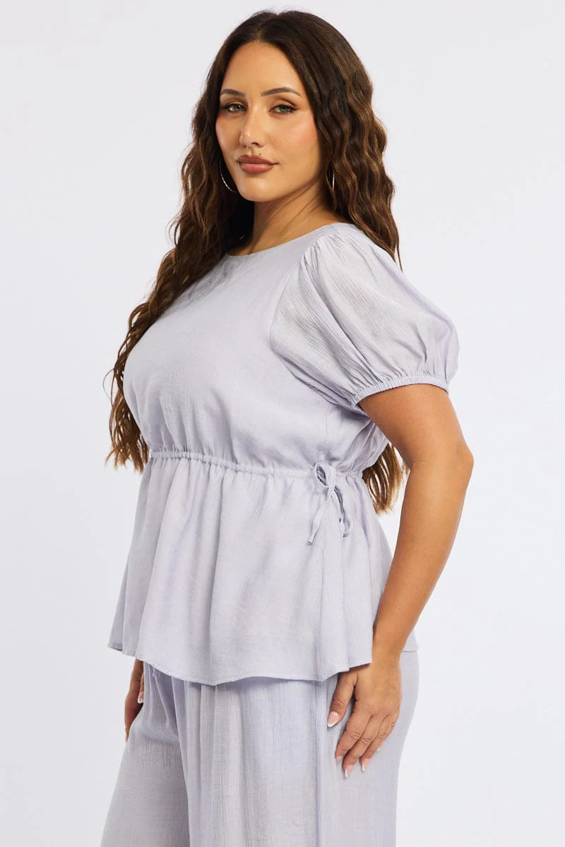 Purple Smock Top Short Sleeve - Image 4