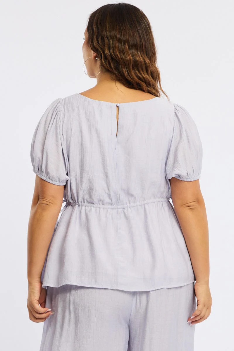 Purple Smock Top Short Sleeve - Image 5