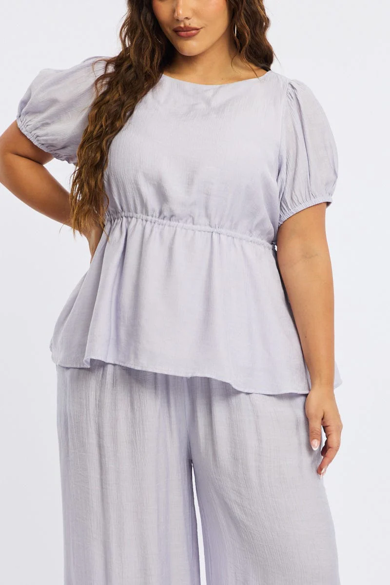 Purple Smock Top Short Sleeve - Image 6