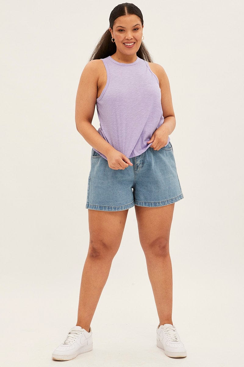 Purple Tank Top Sleeveless Crew Neck - Image 2