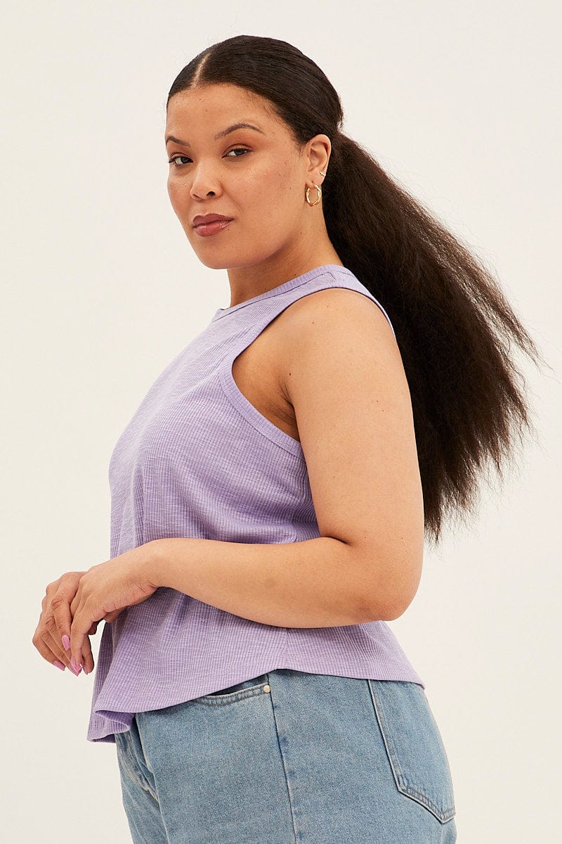Purple Tank Top Sleeveless Crew Neck - Image 4