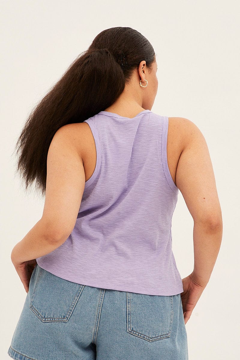 Purple Tank Top Sleeveless Crew Neck - Image 5