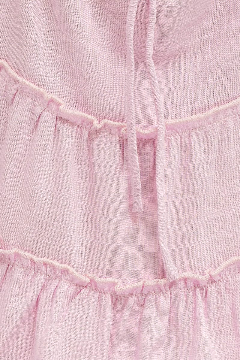 Purple Tiered Top Short Sleeve Relaxed Linen Blend - Image 6