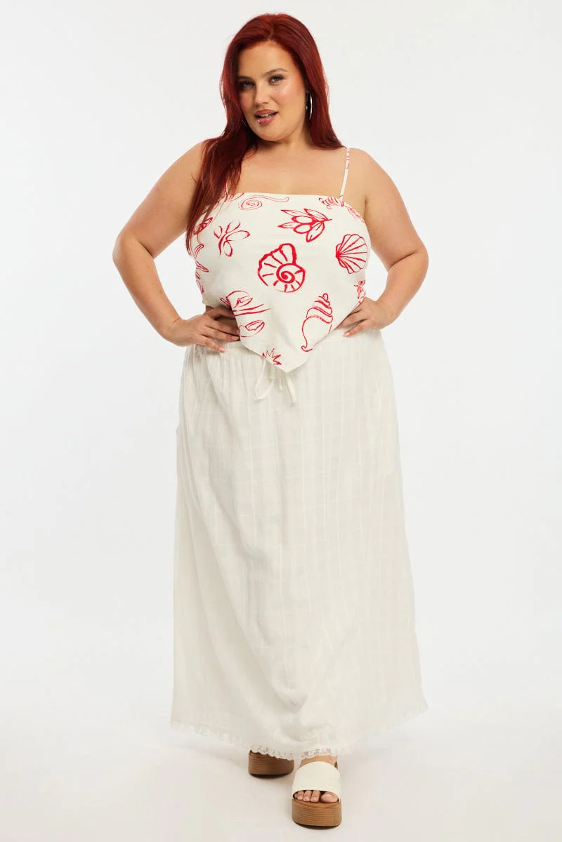 Red Abstract Scarf Top Strapless - Image 2