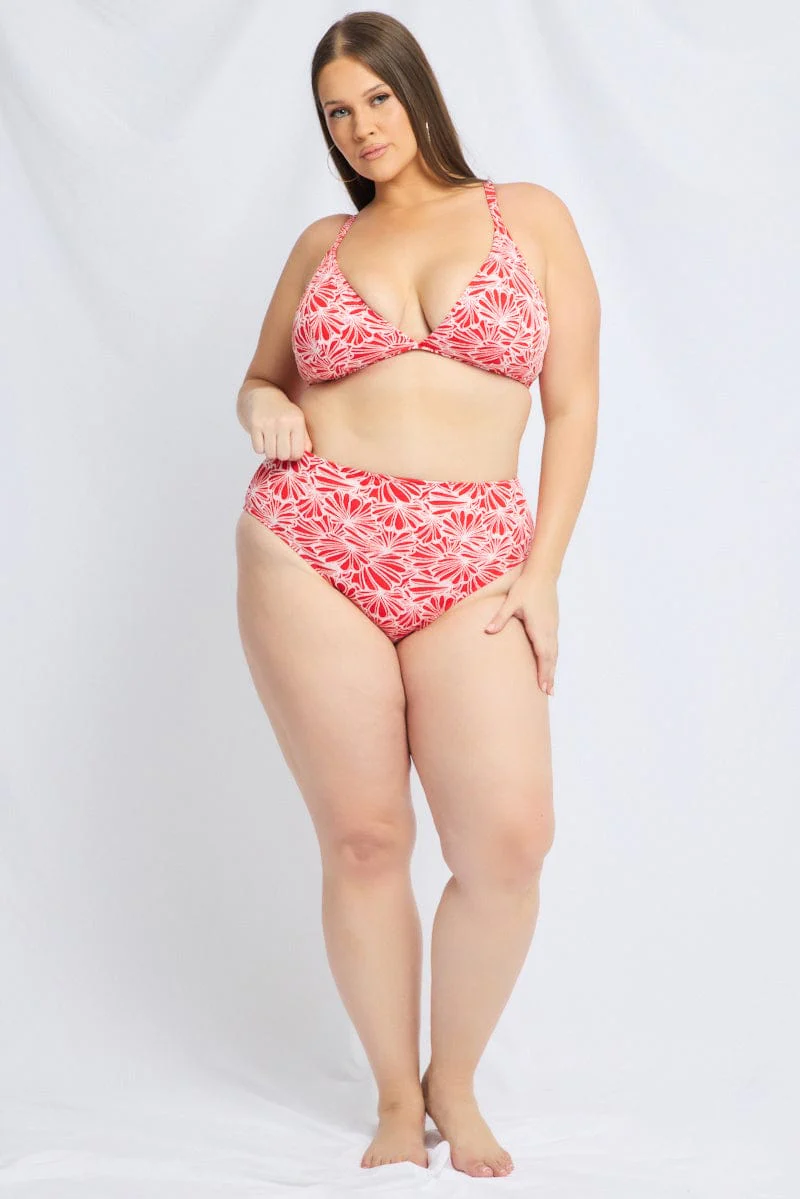 Red Abstract Triangle Bikini Set - Image 2