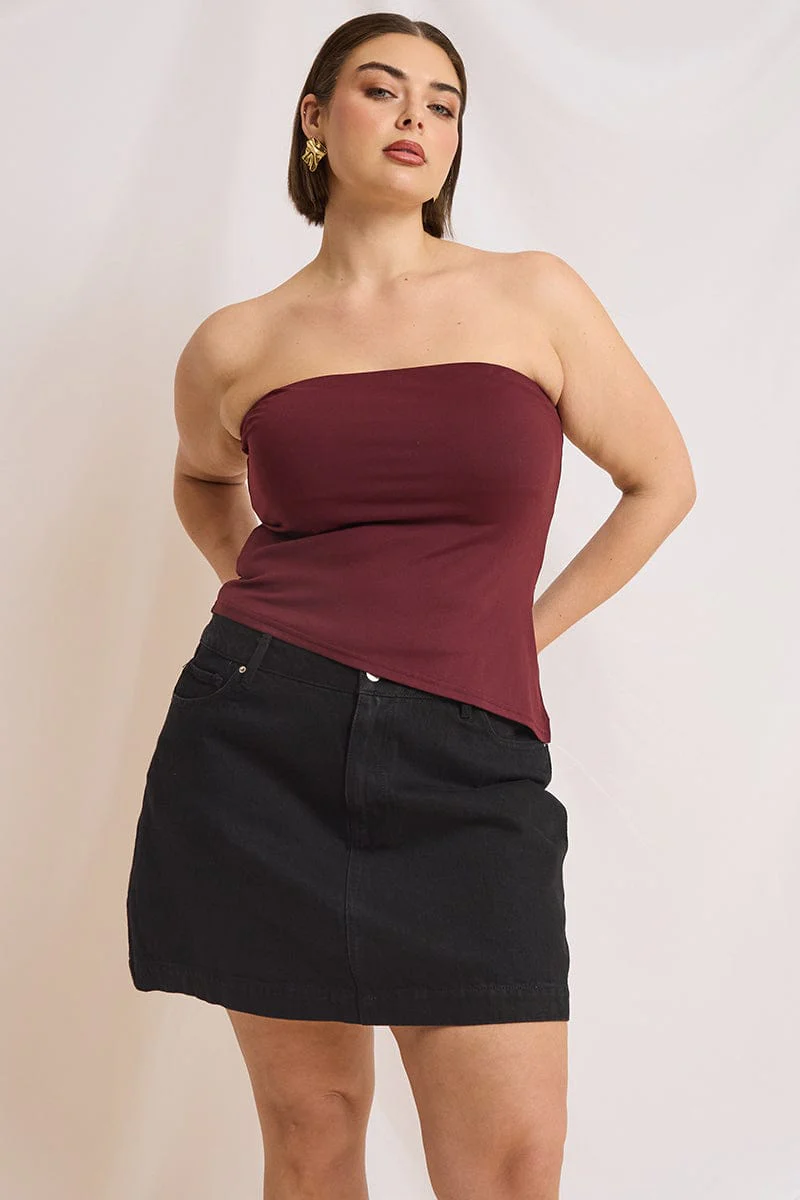 Red Bandeau Asymmetric Top Supersoft