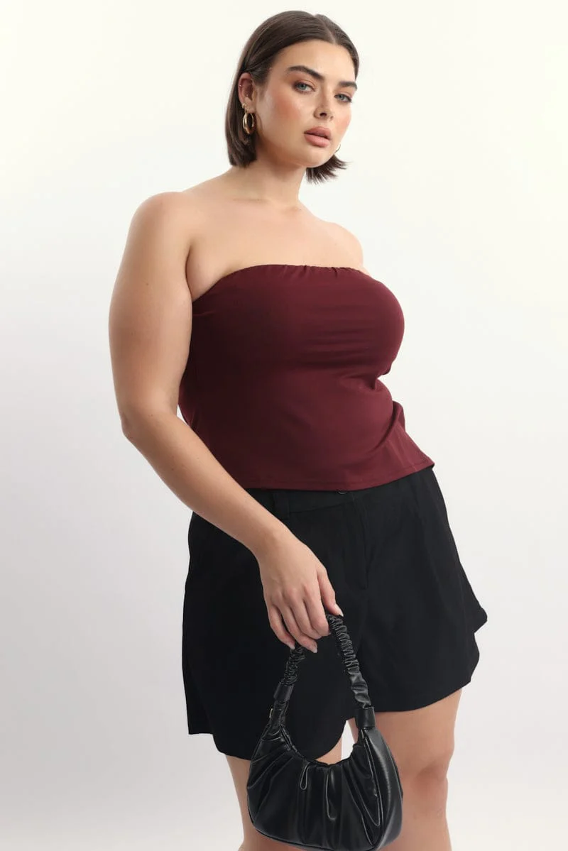 Red Bandeau Asymmetric Top Supersoft - Image 2