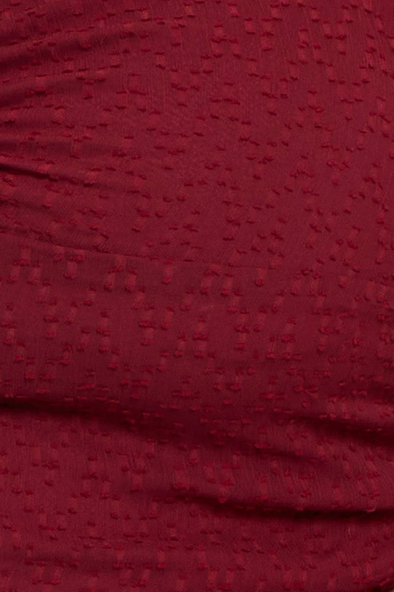 Red Bodysuit Short Sleeve Textured Gathered Bust - Image 6
