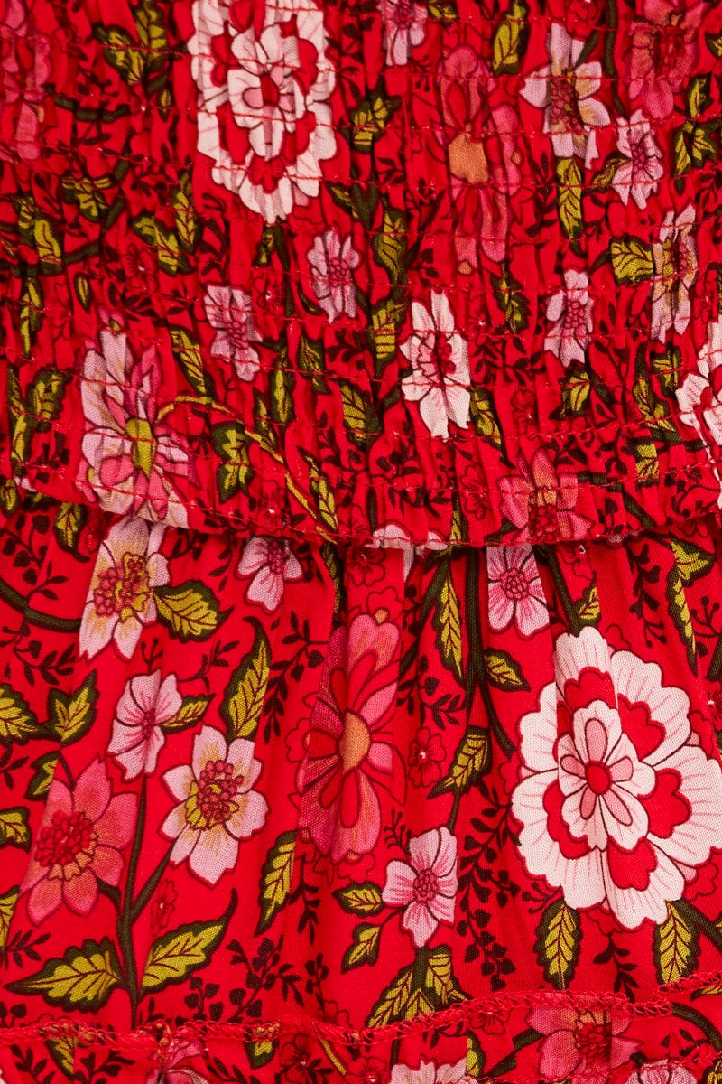 Red Boho Kids Dress Sleeveless - Image 6