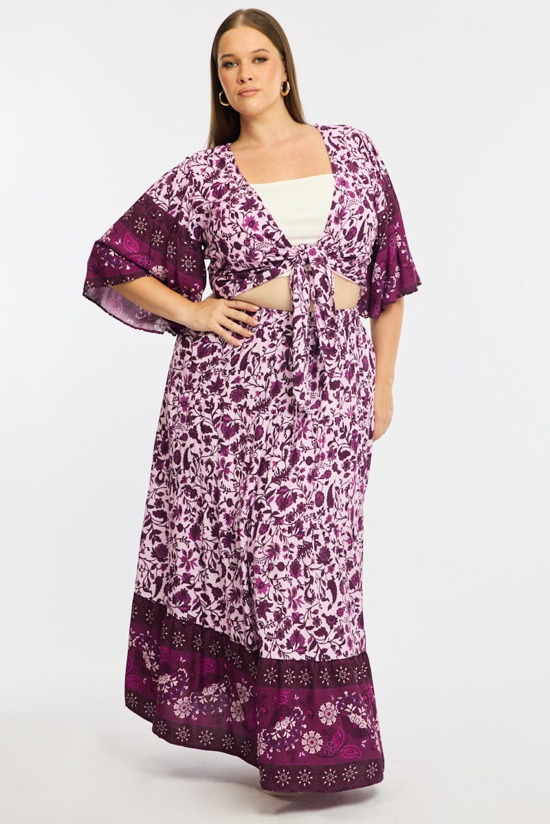 Red Boho Tie Up Bolero Short Sleeve - Image 2