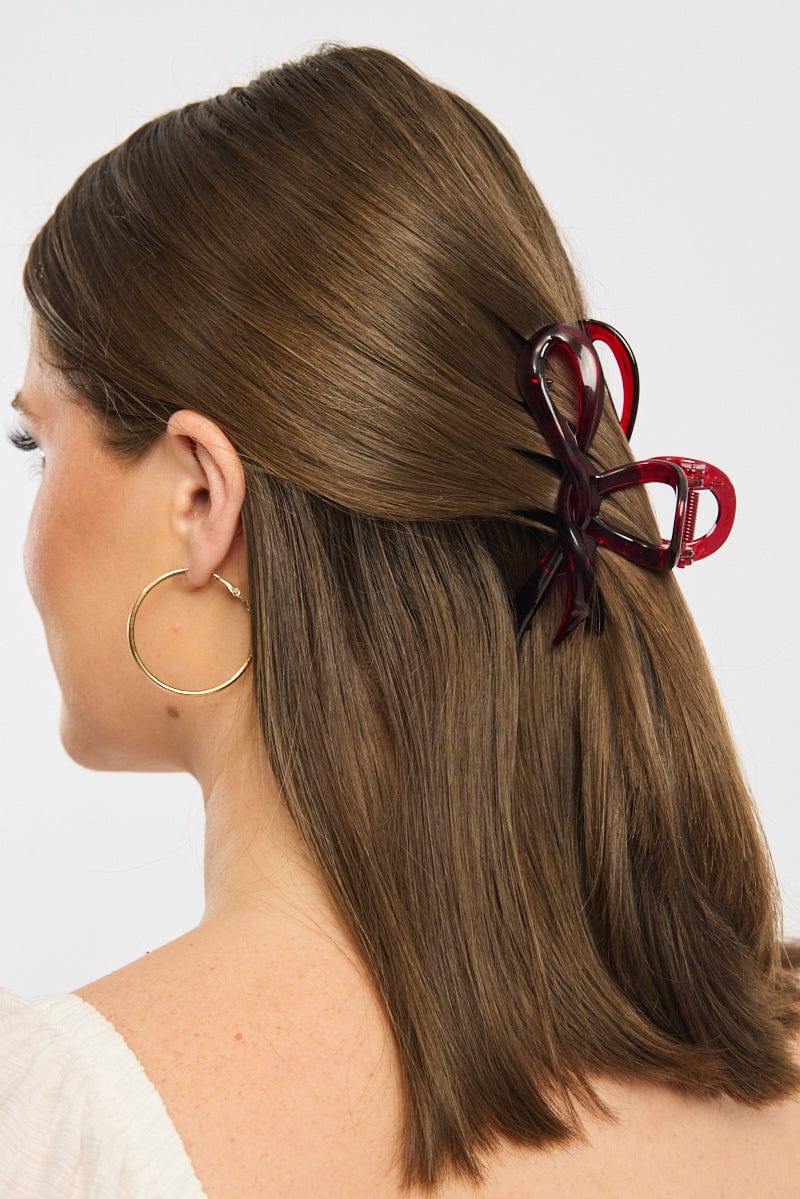 Red Bow Claw Clip