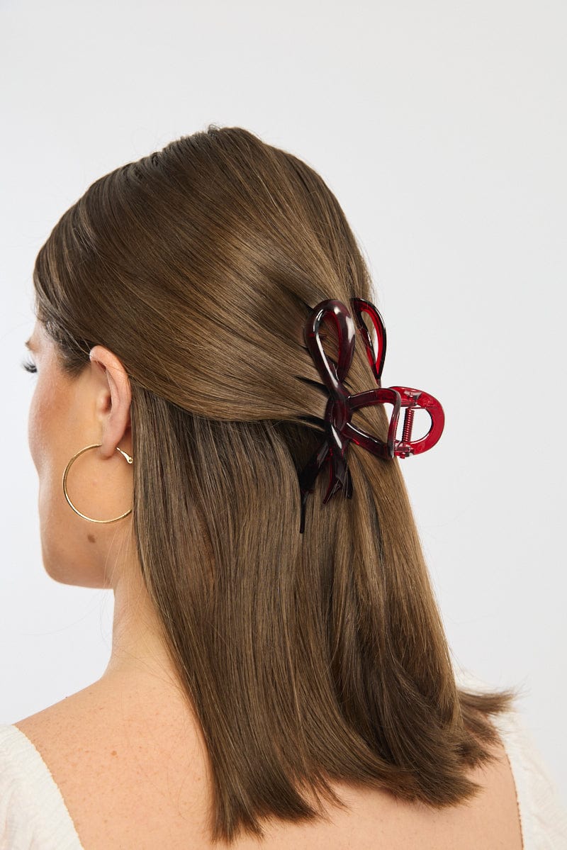Red Bow Claw Clip - Image 3