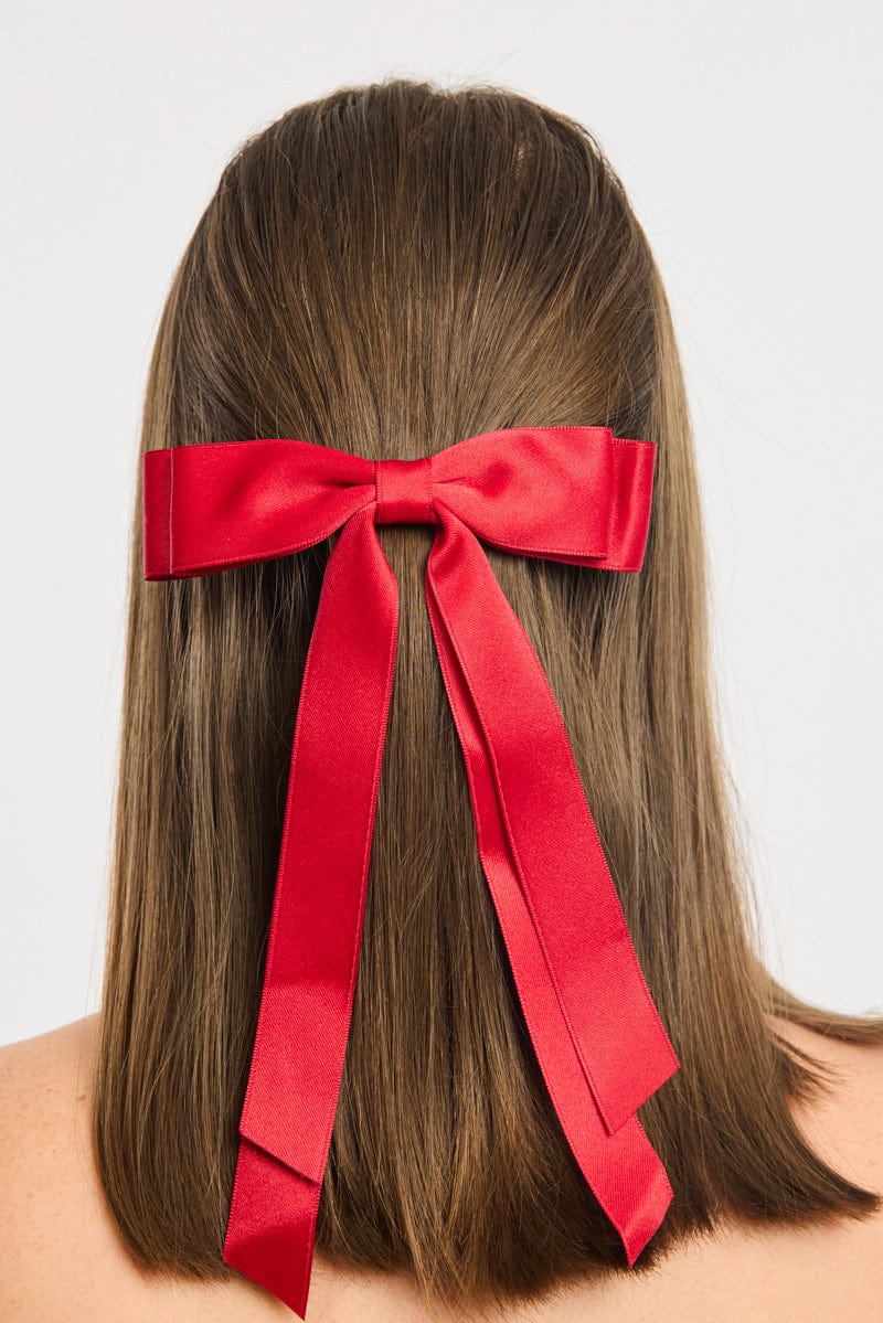 Red Bow Hair Clip