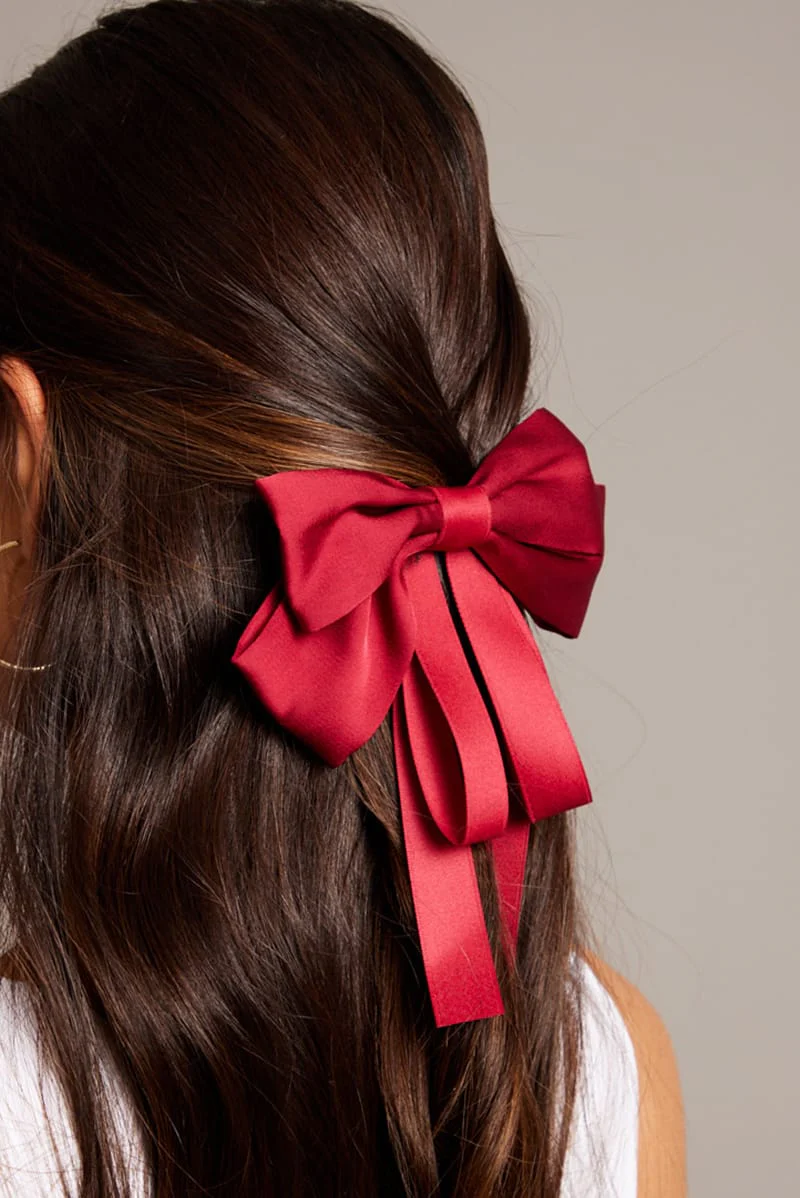 Red Bow Hair Clip - Image 2