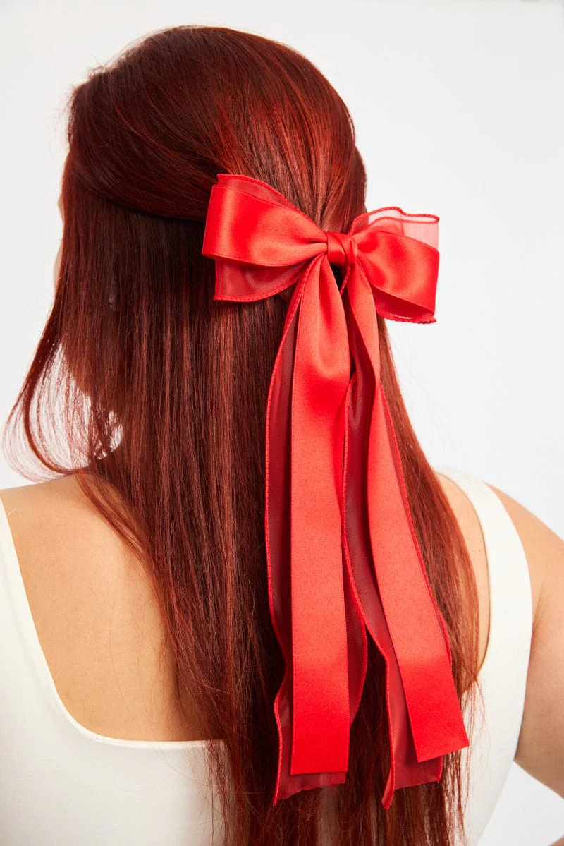 Red Bow Hair Clips - Image 2
