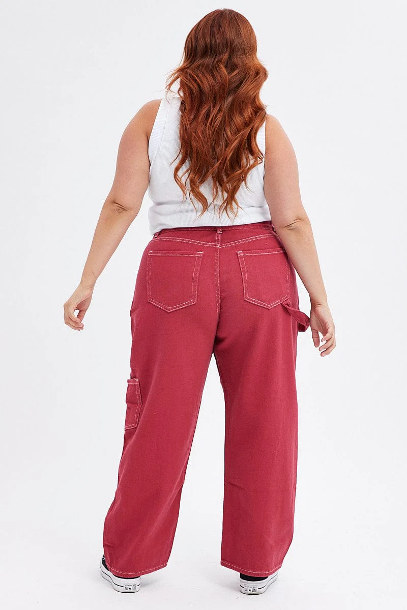 Red Cargo Jeans Out Pocket - Image 5
