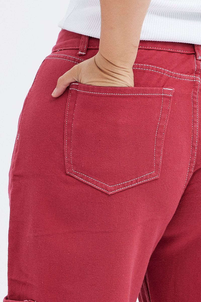Red Cargo Jeans Out Pocket - Image 6