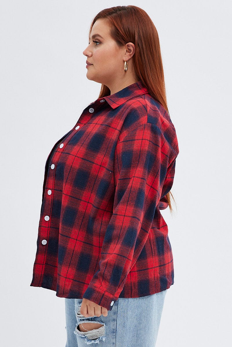 Red Check Relaxed Shirt Long Sleeve - Image 4