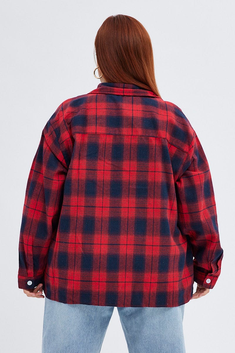 Red Check Relaxed Shirt Long Sleeve - Image 5