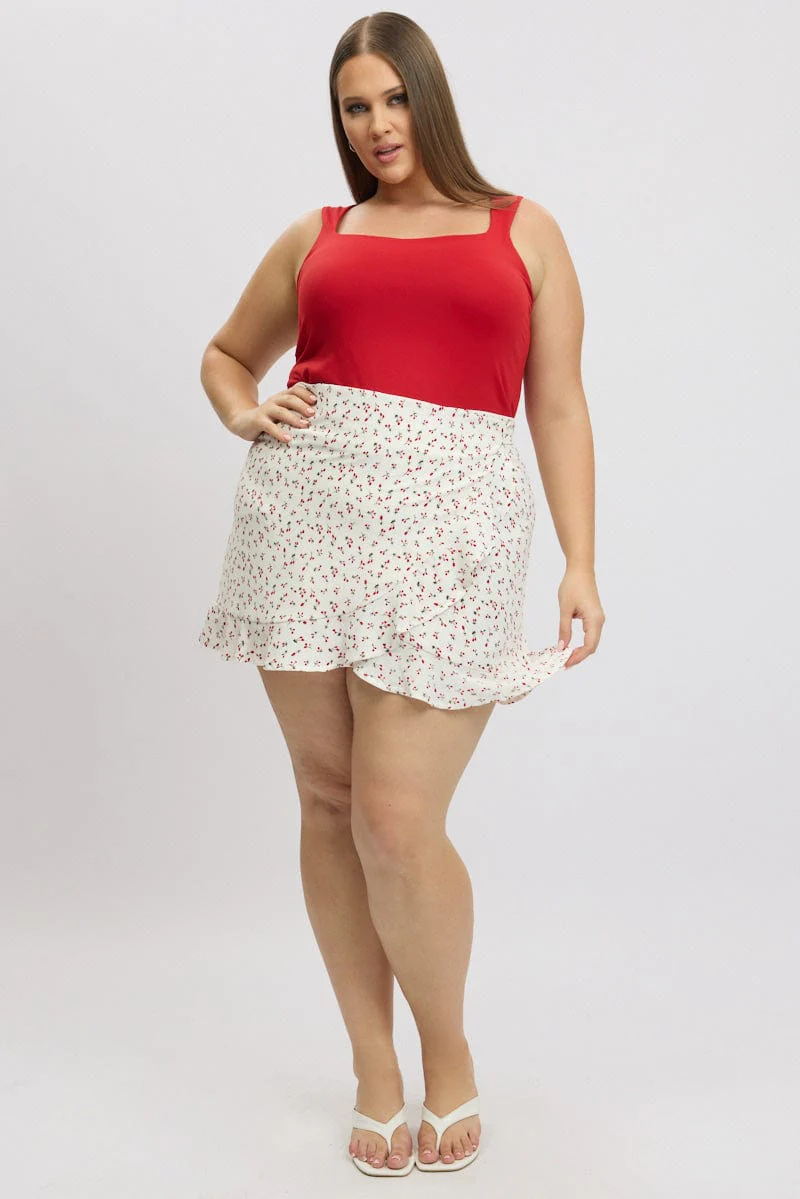 Red Check Wrap Gingham Mini Skirt - Image 2