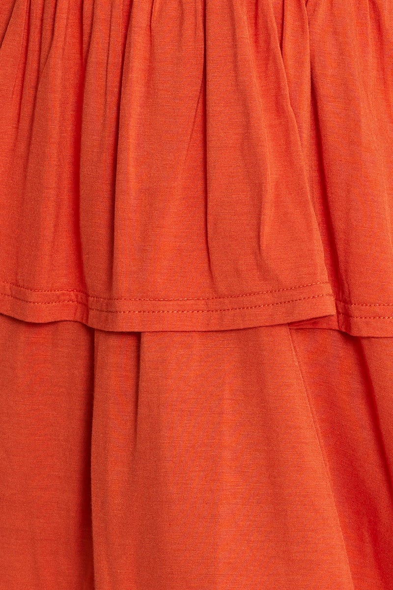 Red Cold Shoulder T-shirt Short Sleeve Cotton - Image 6