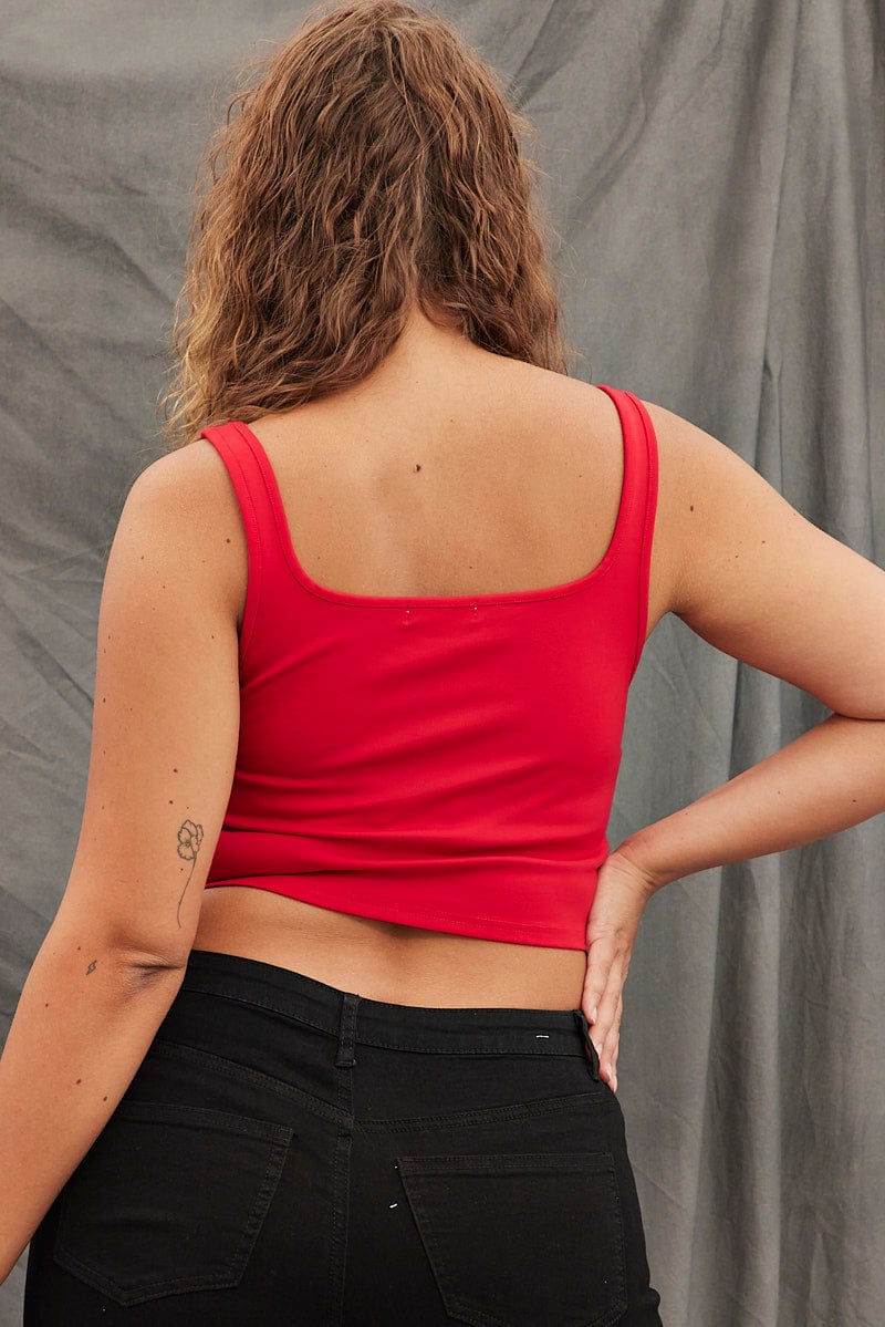 Red Corset Top Ponte Sleeveless - Image 5