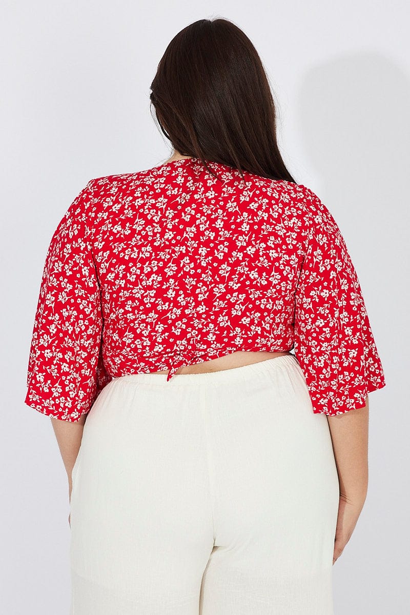Red Ditsy Ditsy Bolero Tie Top - Image 5