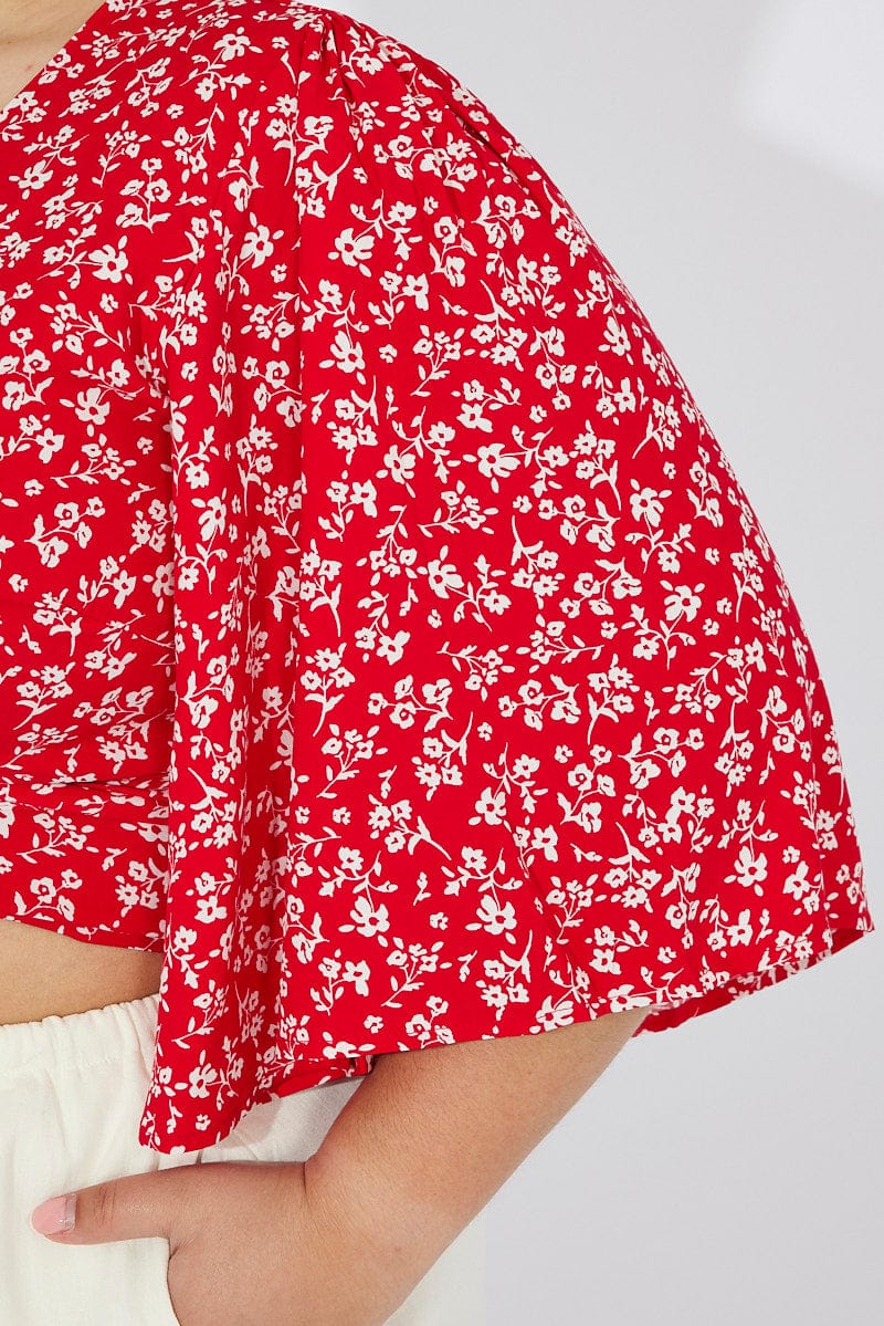 Red Ditsy Ditsy Bolero Tie Top - Image 6