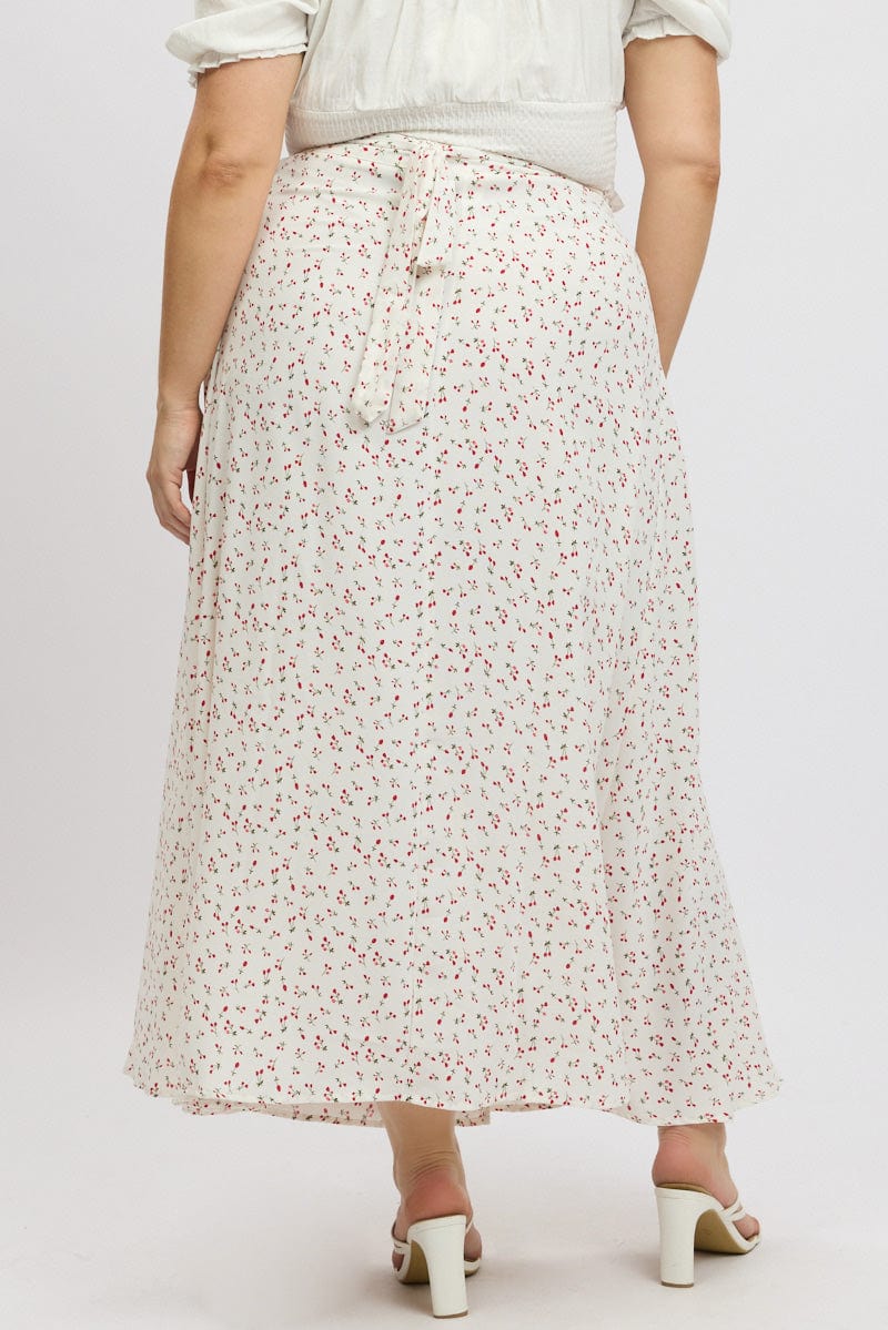 Red Ditsy Wrap Maxi Skirt - Image 5