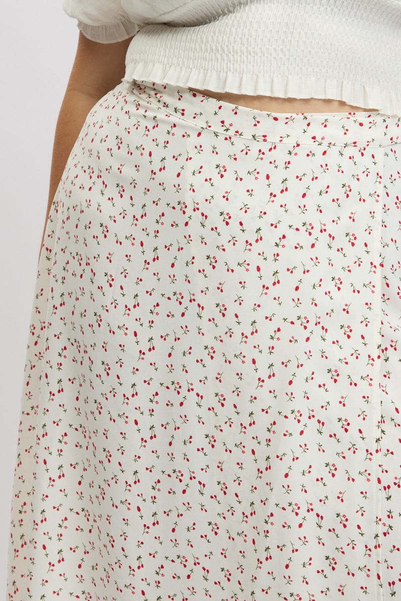 Red Ditsy Wrap Maxi Skirt - Image 6