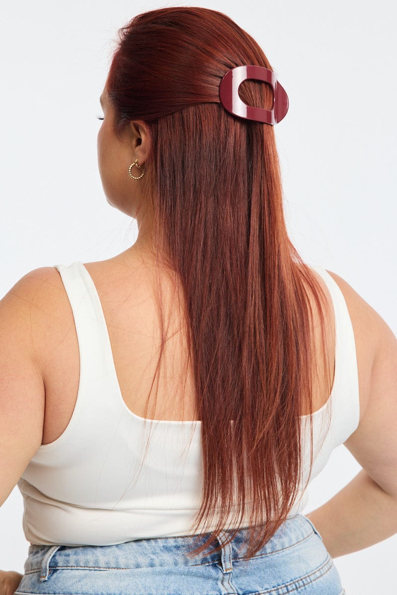 Red Flat Barrette Hair Clip