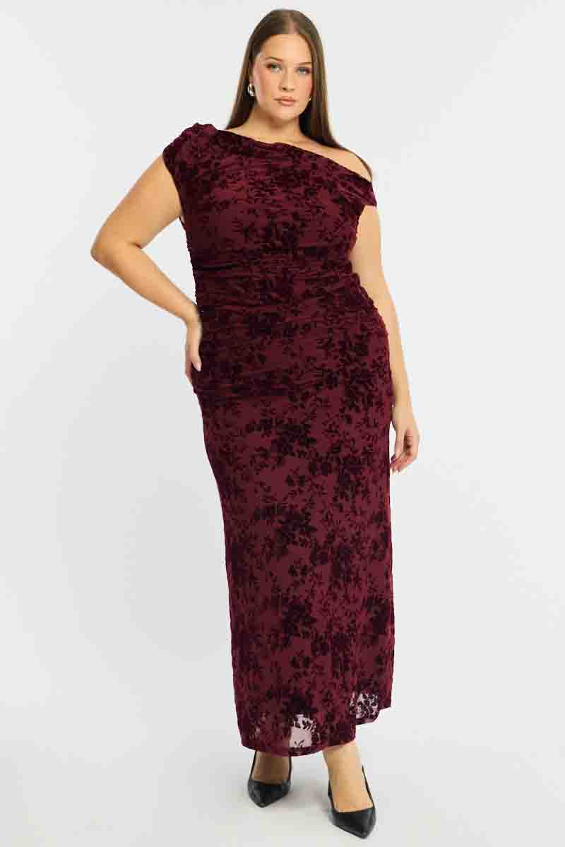 Red Floral Maxi Skirt Mesh - Image 2